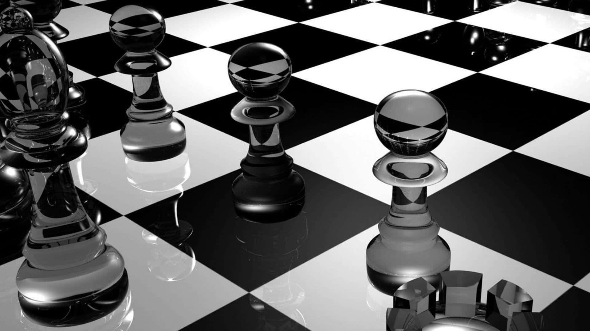 黑白棋盤上的棋子 壁紙