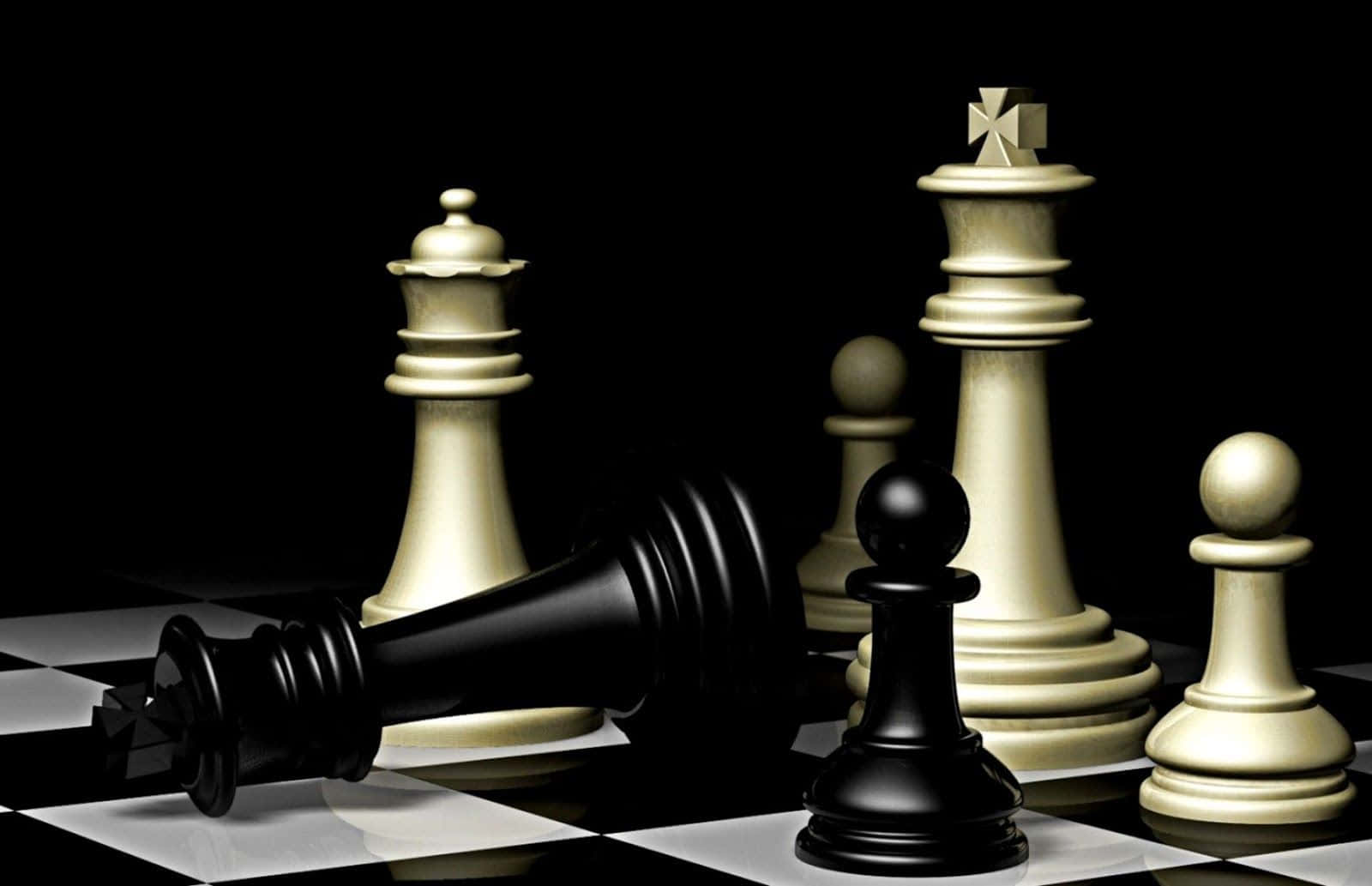 黑白棋盤上的西洋棋棋子 壁紙