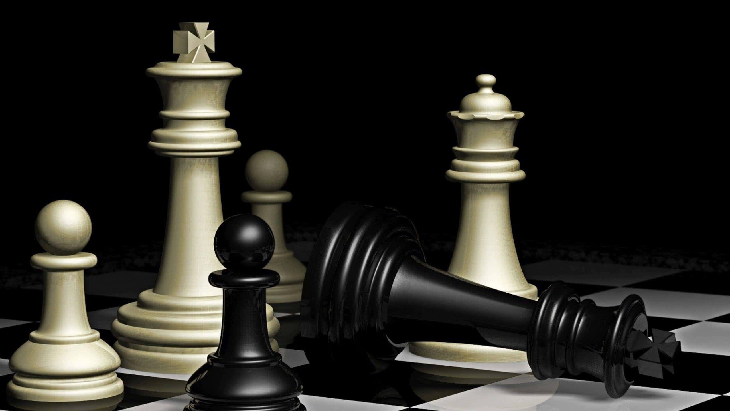 黑白棋盤上的西洋棋棋子 壁紙