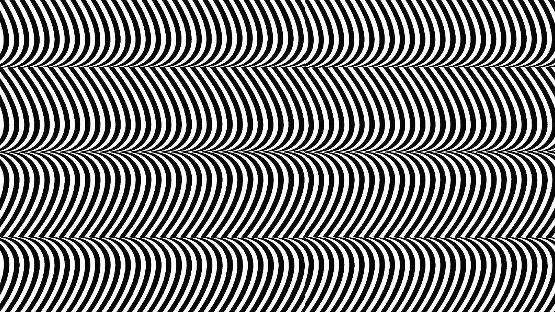 Illusion 桌布 壁紙 — 黑白波浪條紋以節奏起伏的圖案創造出迷人的視錯覺。