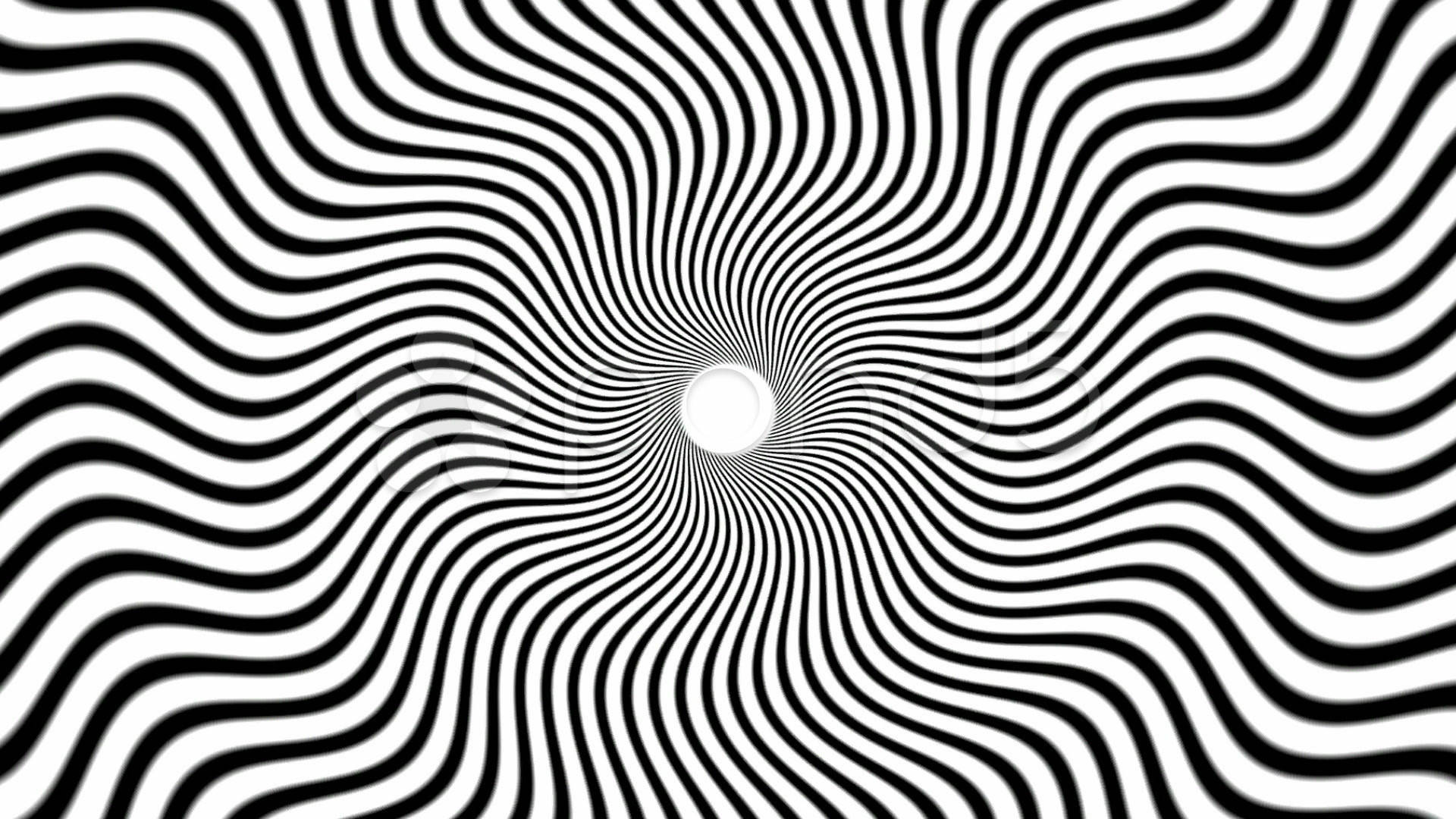 黑白波浪線向內螺旋，營造出催眠般的視錯覺。 — 迷幻暗黑美學 壁紙