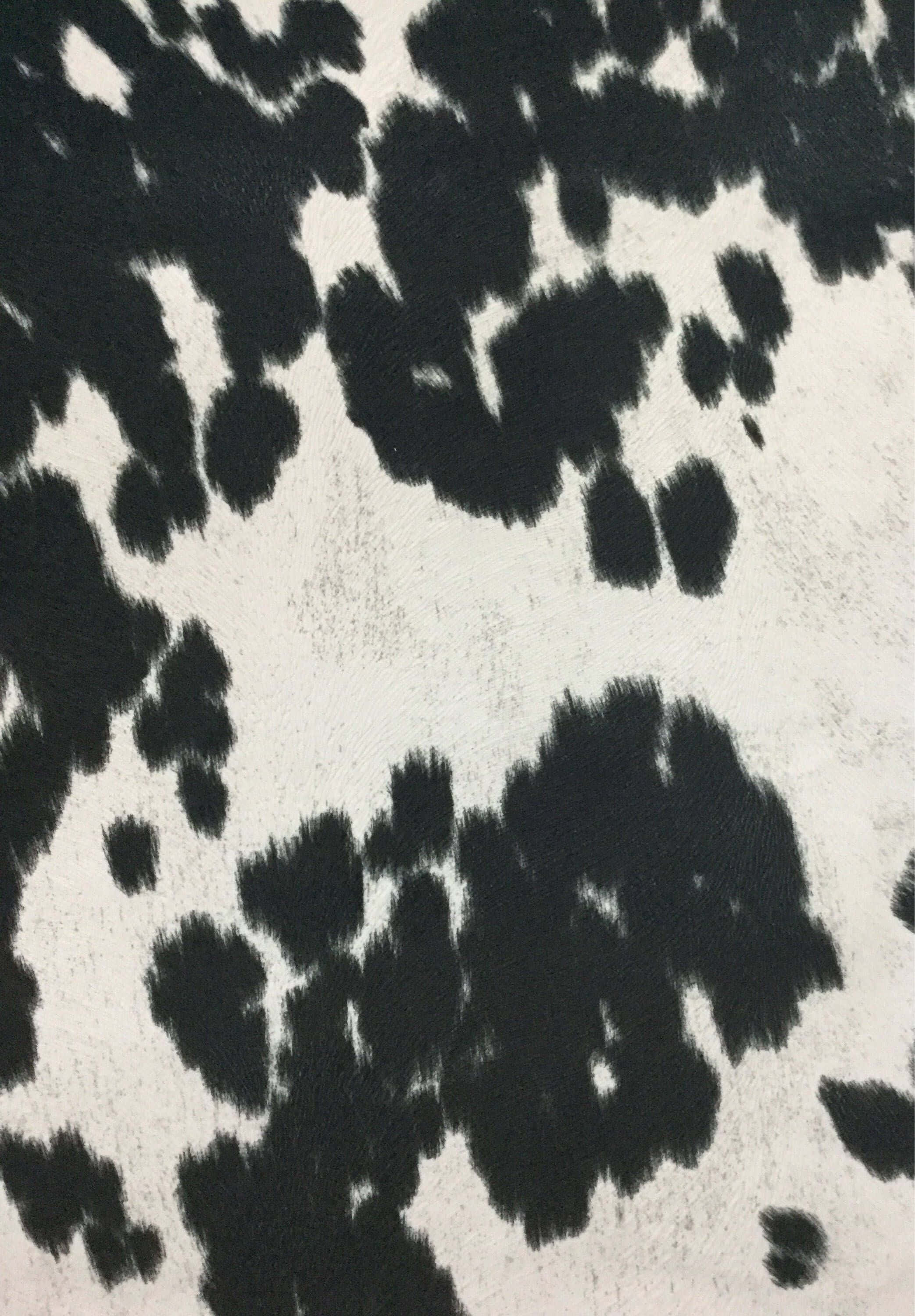 黑色 桌布 壁紙 — 黑白牛皮圖案的近距離特寫，帶有紋理皮毛和不規則斑點標記。