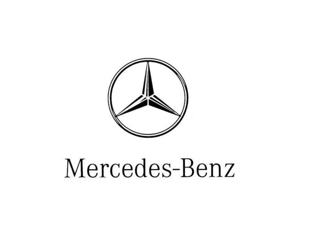 Mercedes Benz Logo 桌布 壁紙 — 黑白賓士標誌，圓圈內有三叉星，背景為純白色。