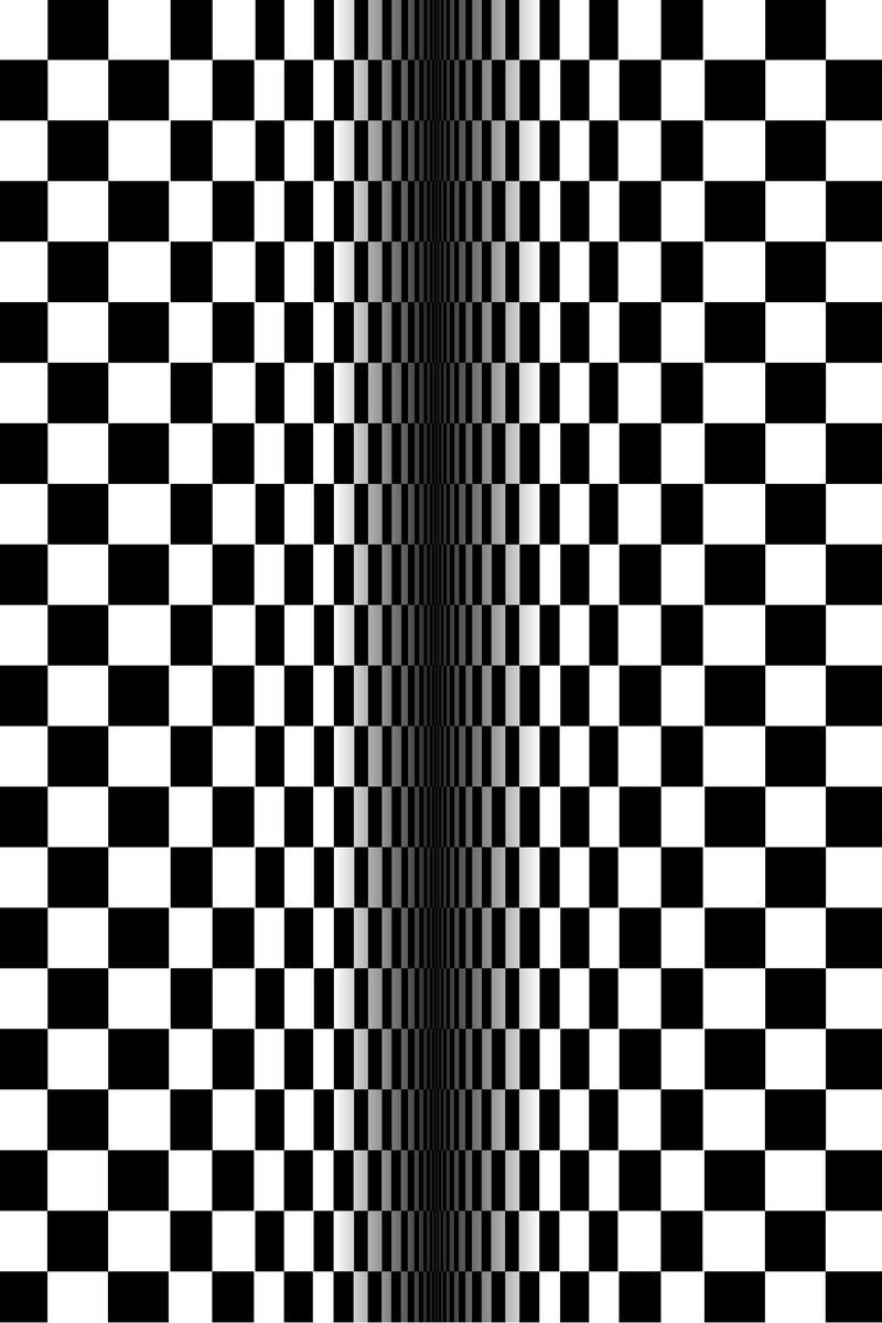 Black And White Squares 桌布 壁紙 — 黑白錯覺壁紙，帶有扭曲的棋盤格圖案，營造出隧道效果。