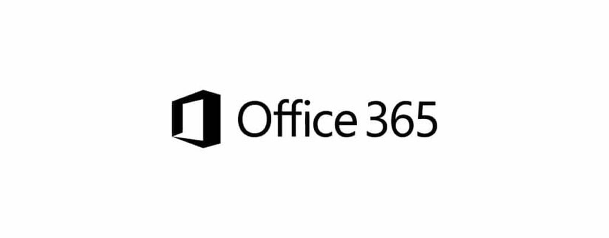 Office 365 桌布 壁紙 — 黑色 Microsoft Office 365 標誌居中於純白色背景上。