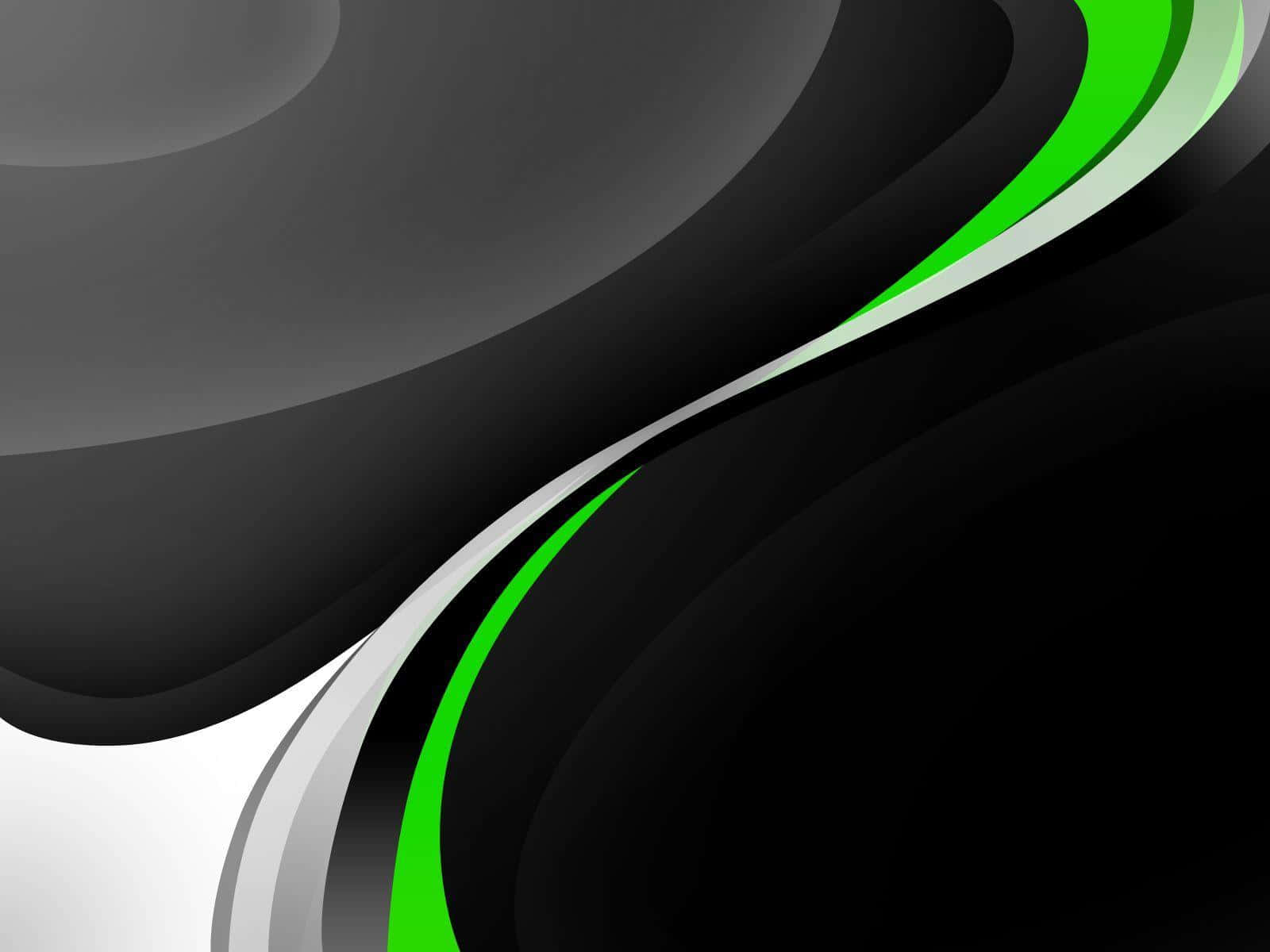 Black And Green 桌布 壁紙 — 黑色、灰色和充滿活力的綠色的動態抽象漩渦，營造出時尚現代的數位背景。