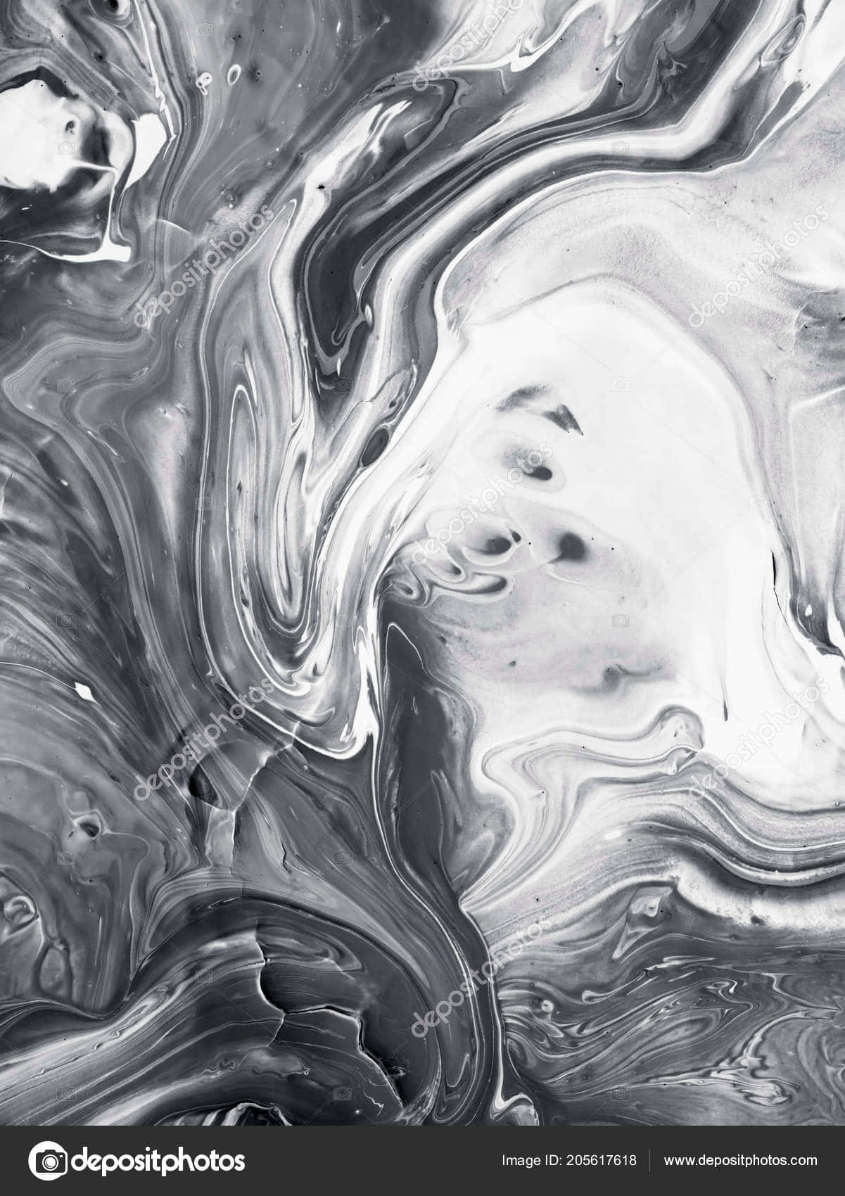 Black And White Abstract 桌布 壁紙 — 黑色、白色和灰色的動態漩渦以有機流體圖案流動，營造出迷人的抽象紋理。