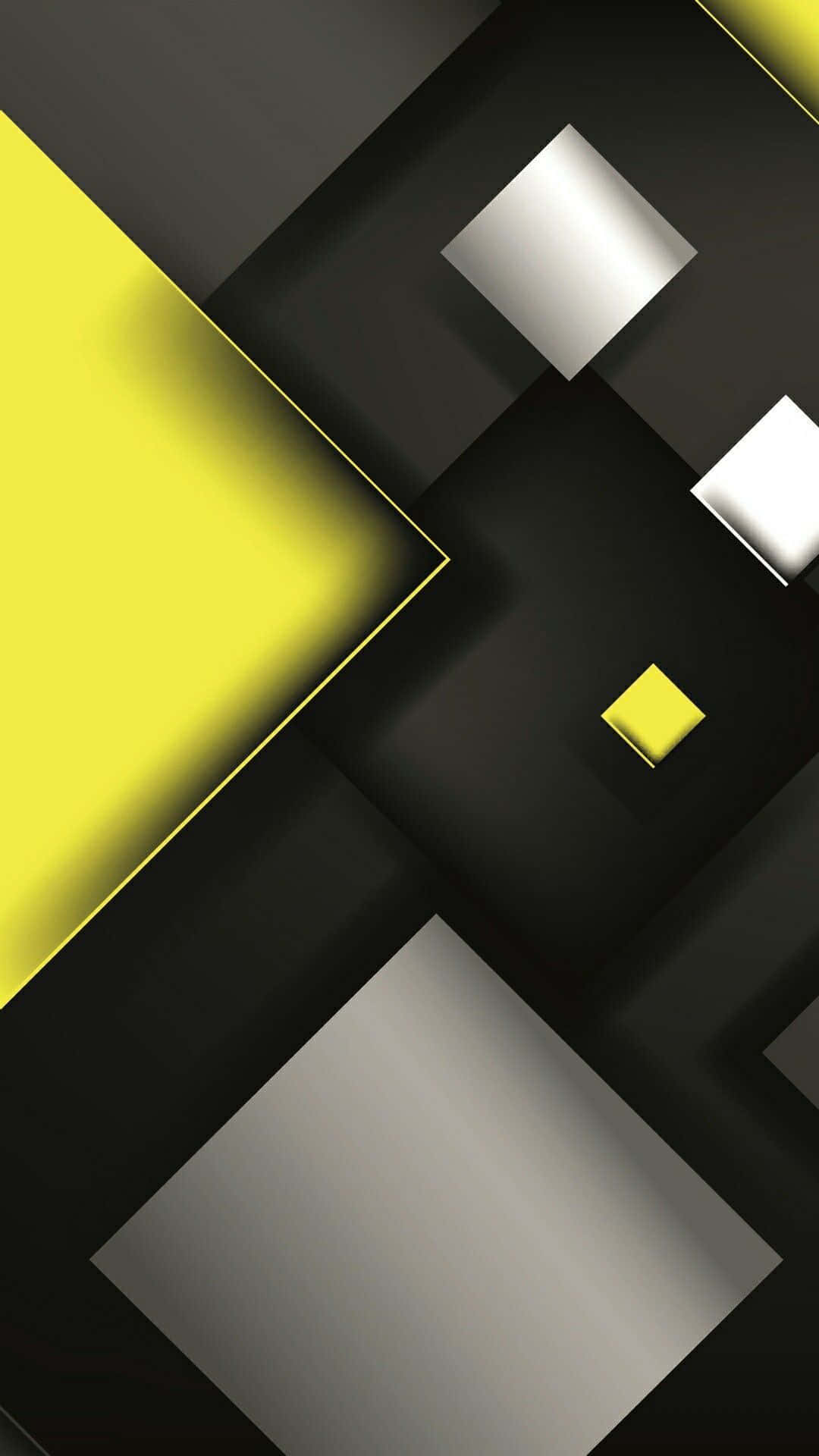 Yellow Geometric 桌布 壁紙 — 黑色、白色和鮮豔黃色的醒目幾何形狀，以銳利角度和乾淨線條創造出現代抽象構圖。