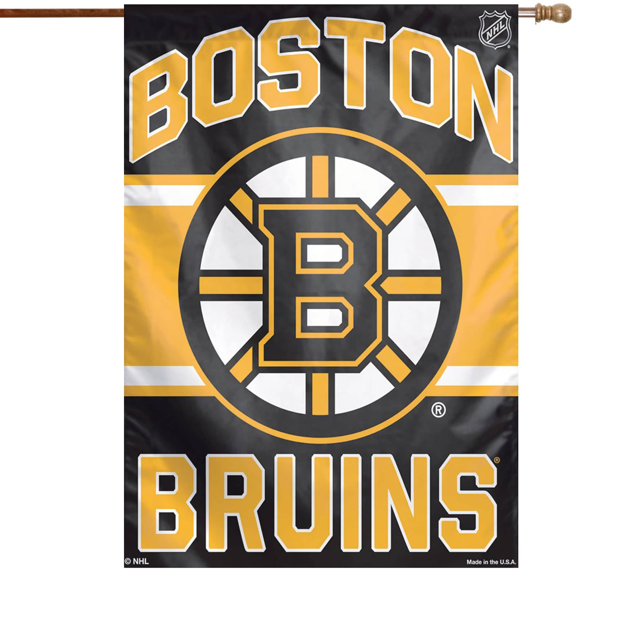 Banner 桌布 壁紙 — 黑色、黃色和白色的波士頓棕熊 NHL 冰球橫幅，帶有粗體字和球隊標誌。