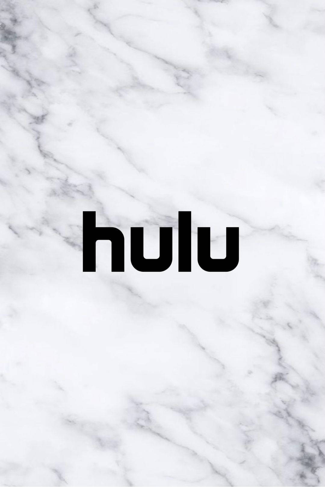 Hulu 桌布 壁紙 — 黑色Hulu標誌居中於帶有灰色紋理的白色大理石背景上。