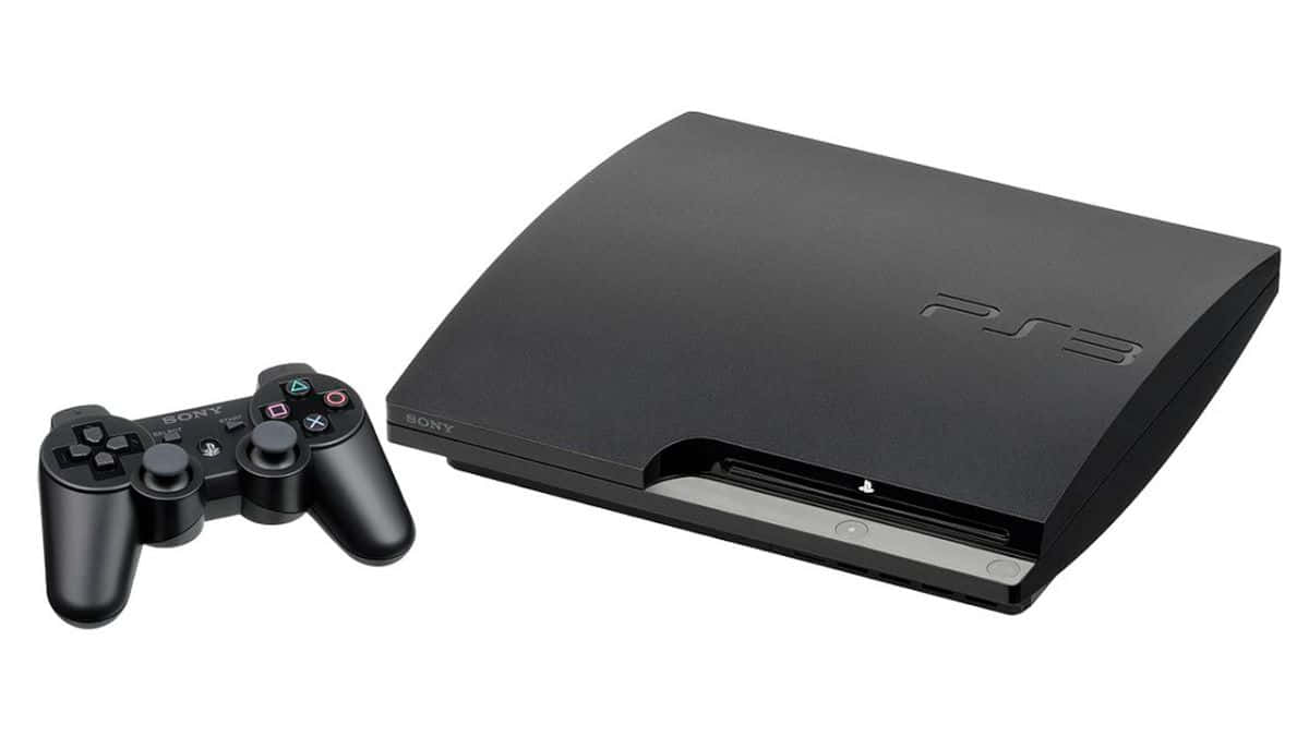 PlayStation 桌布 壁紙 — 黑色PlayStation 3主機和控制器在白色背景上以極簡工作室照明分離。