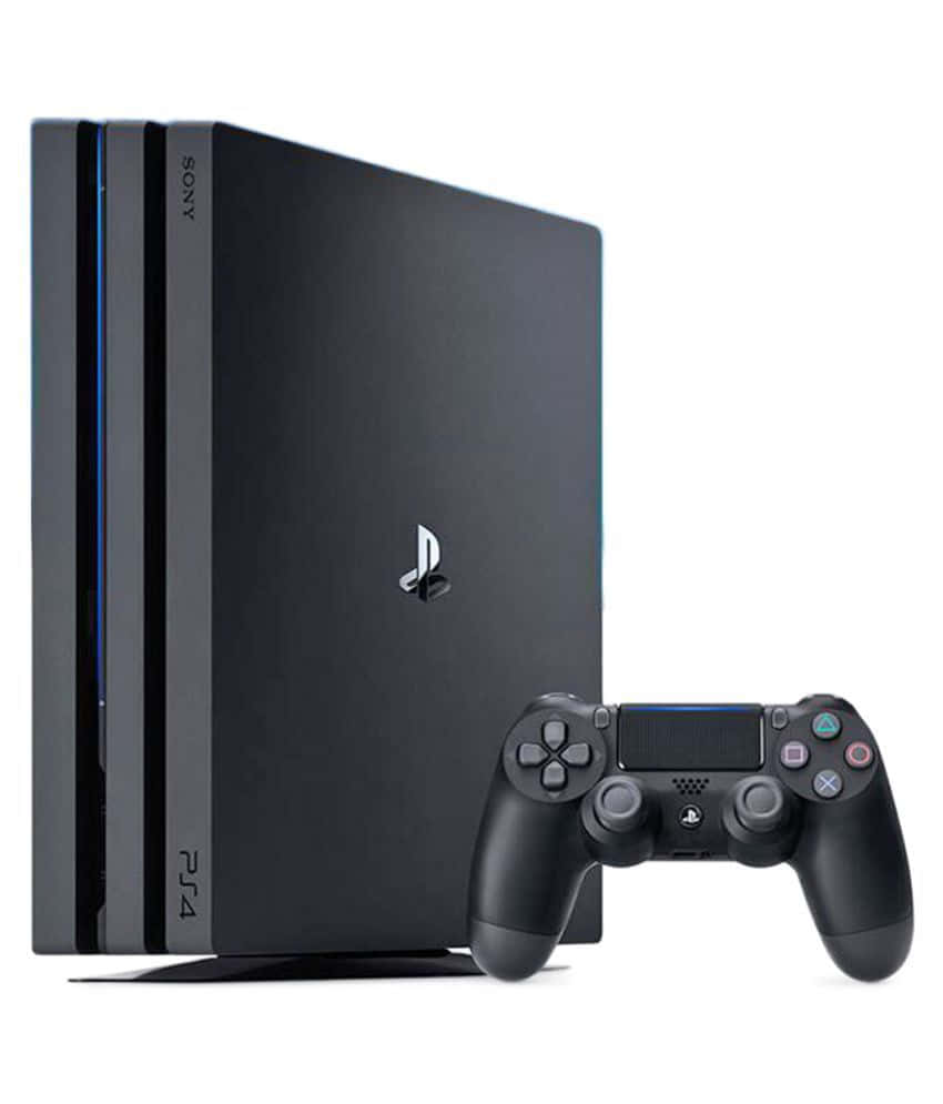 PlayStation 桌布 壁紙 — 黑色PlayStation 4主機和控制器在簡約工作室燈光下，以乾淨白色背景展示。