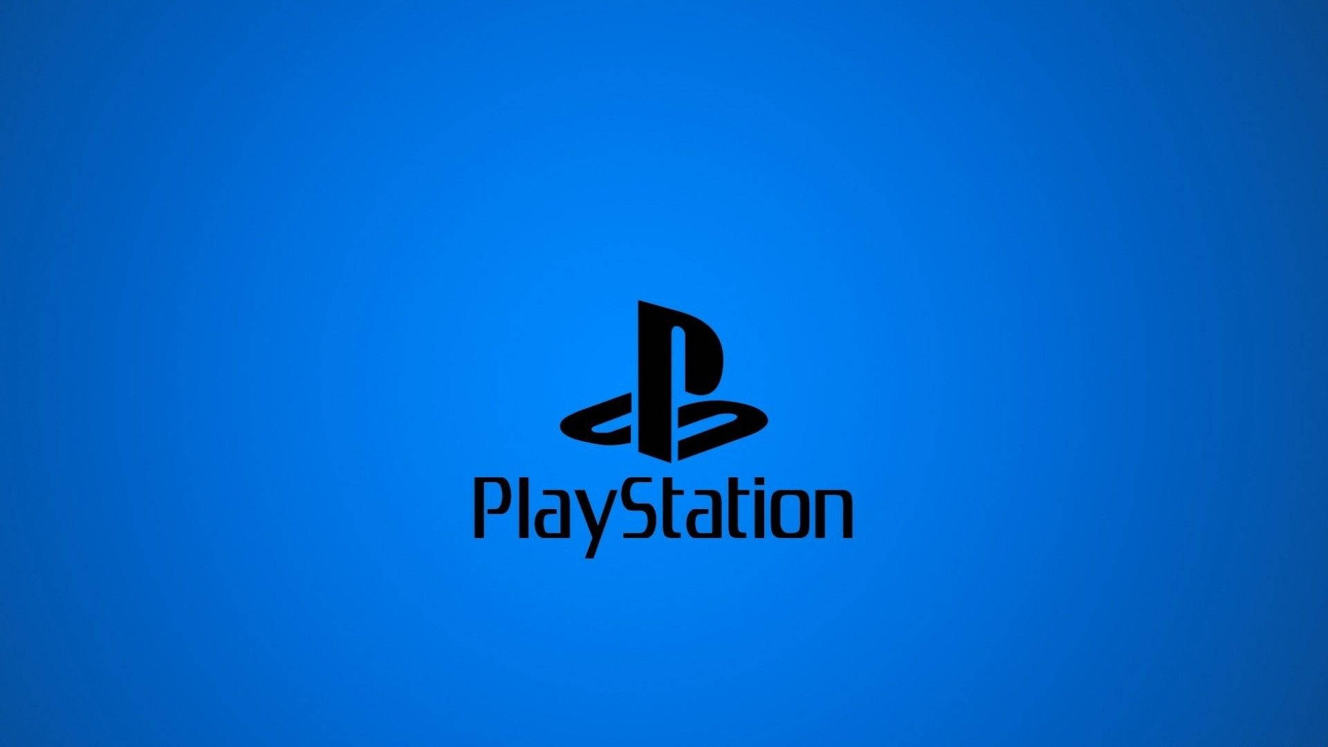 PlayStation 桌布 壁紙 — 黑色PlayStation標誌居中在純藍色漸變背景上。