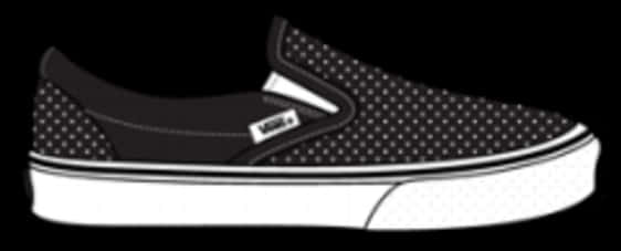 鞋子 桌布 壁紙 — 黑色Vans slip-on運動鞋，帶白色圓點和白色鞋底，背景為黑色。