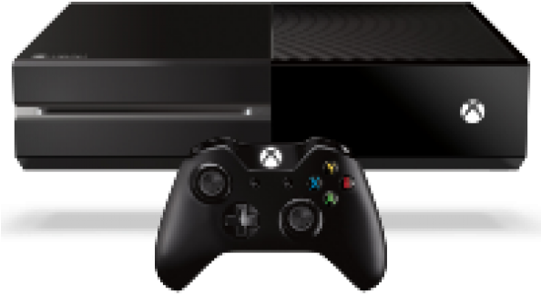 Xbox 桌布 壁紙 — 黑色Xbox One主機和控制器在白色表面上展示，背景透明。