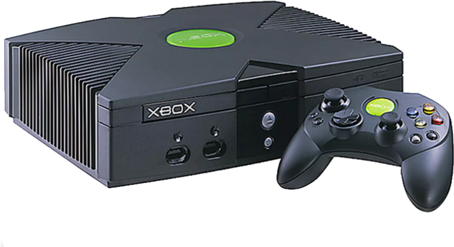 Xbox 桌布 壁紙 — 黑色Xbox主機，帶綠色標誌和相配的控制器，背景透明。