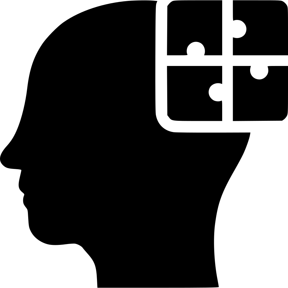Puzzle 桌布 壁紙 — 黑色側面人頭剪影，右上角有拼圖碎片圖案浮現。