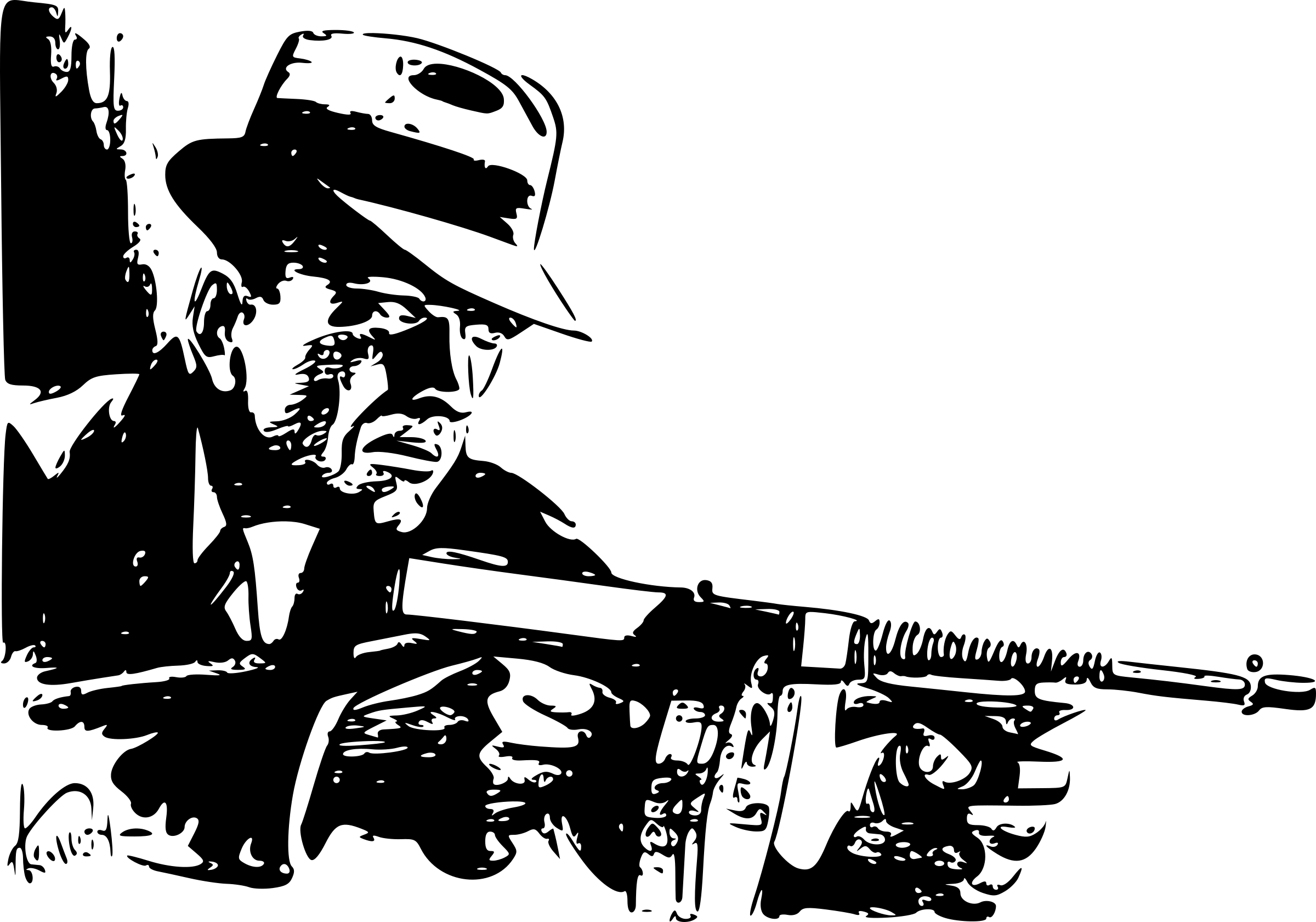 黑色偵探持槍 壁紙