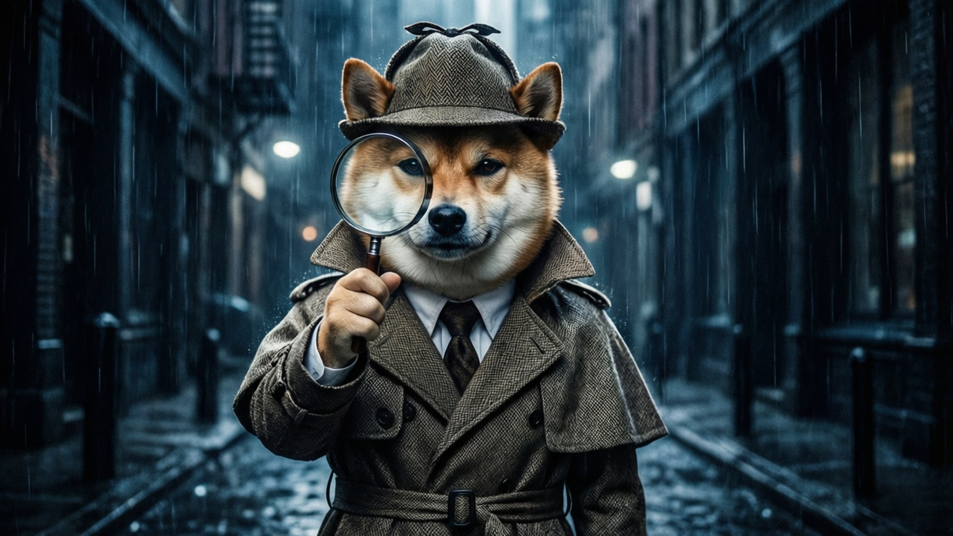 黑色偵探柴犬 壁紙