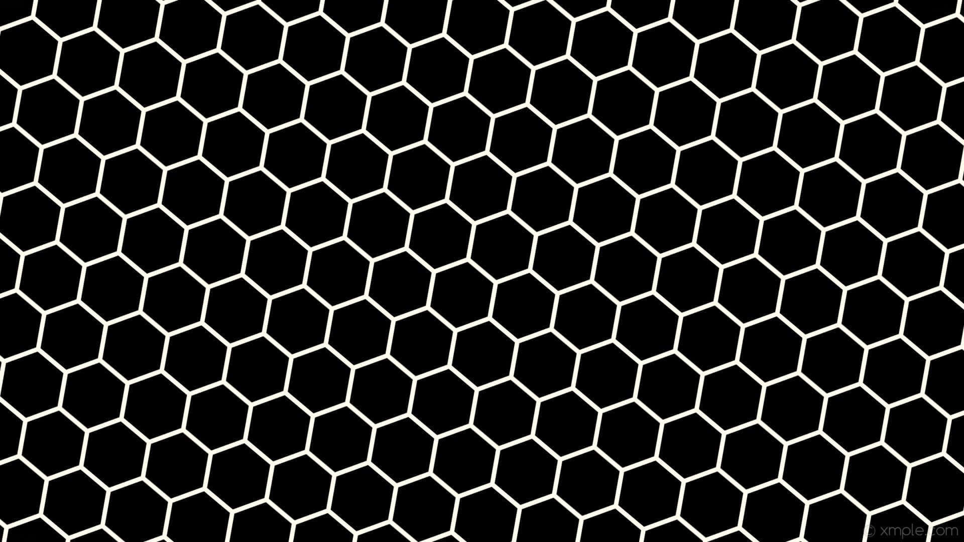Honeycomb 桌布 壁紙 — 黑色六邊形以清晰白色線條勾勒出的無縫圖案，創造出大膽的幾何壁紙。