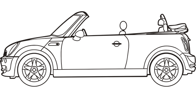 黑色剪影迷你庫柏敞篷車 壁紙