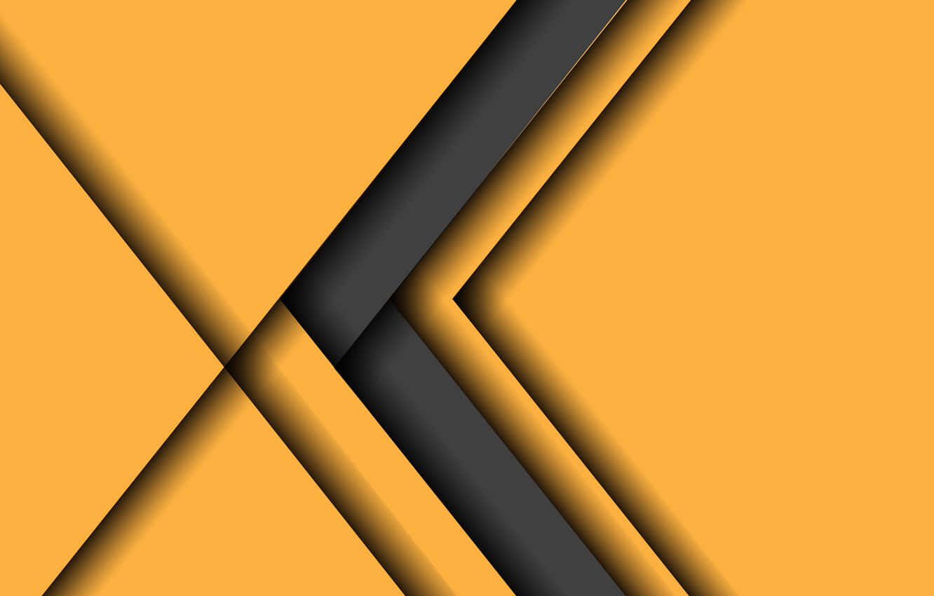 Gray And Yellow 桌布 壁紙 — 黑色和橙色的醒目幾何形狀，以銳利角度和層次深度營造出動態抽象構圖。