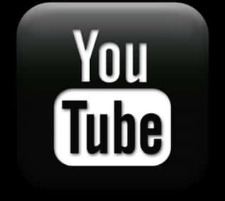 YouTube Logo Black 桌布 壁紙 — 黑色圓角方形應用程式圖示，帶有白色YouTube標誌，採用粗體無襯線字體。