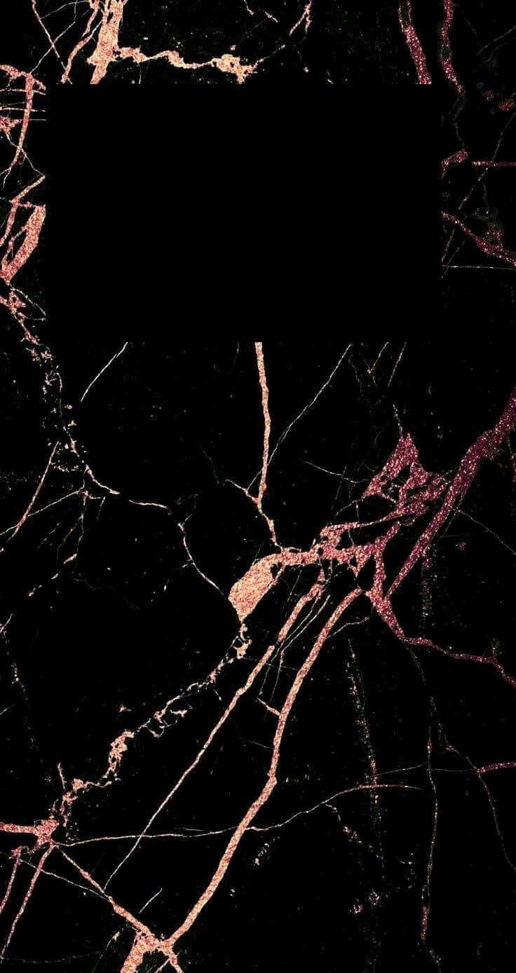 Rose Gold Black Marble 桌布 壁紙 — 黑色大理石帶有精緻的玫瑰金紋理和閃爍質感。