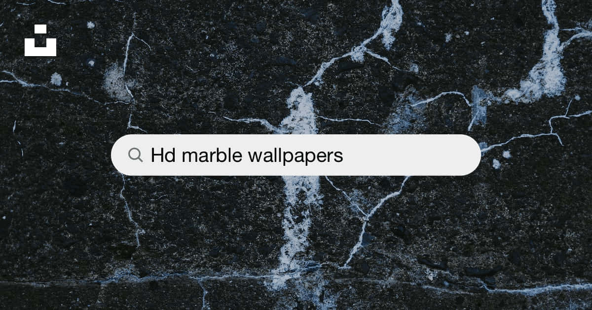 Aesthetic Gray Marble 桌布 壁紙 — 黑色大理石特寫，帶有白色紋理，並覆蓋一個顯示 Hd 大理石桌布的搜尋欄。