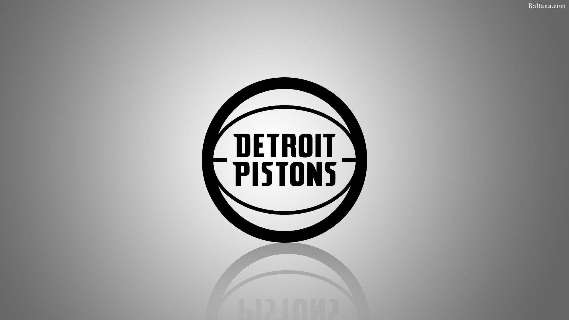detroit 桌布 壁紙 — 黑色底特律活塞隊標誌居中放置在漸變灰色背景上，下方有微妙的倒影。