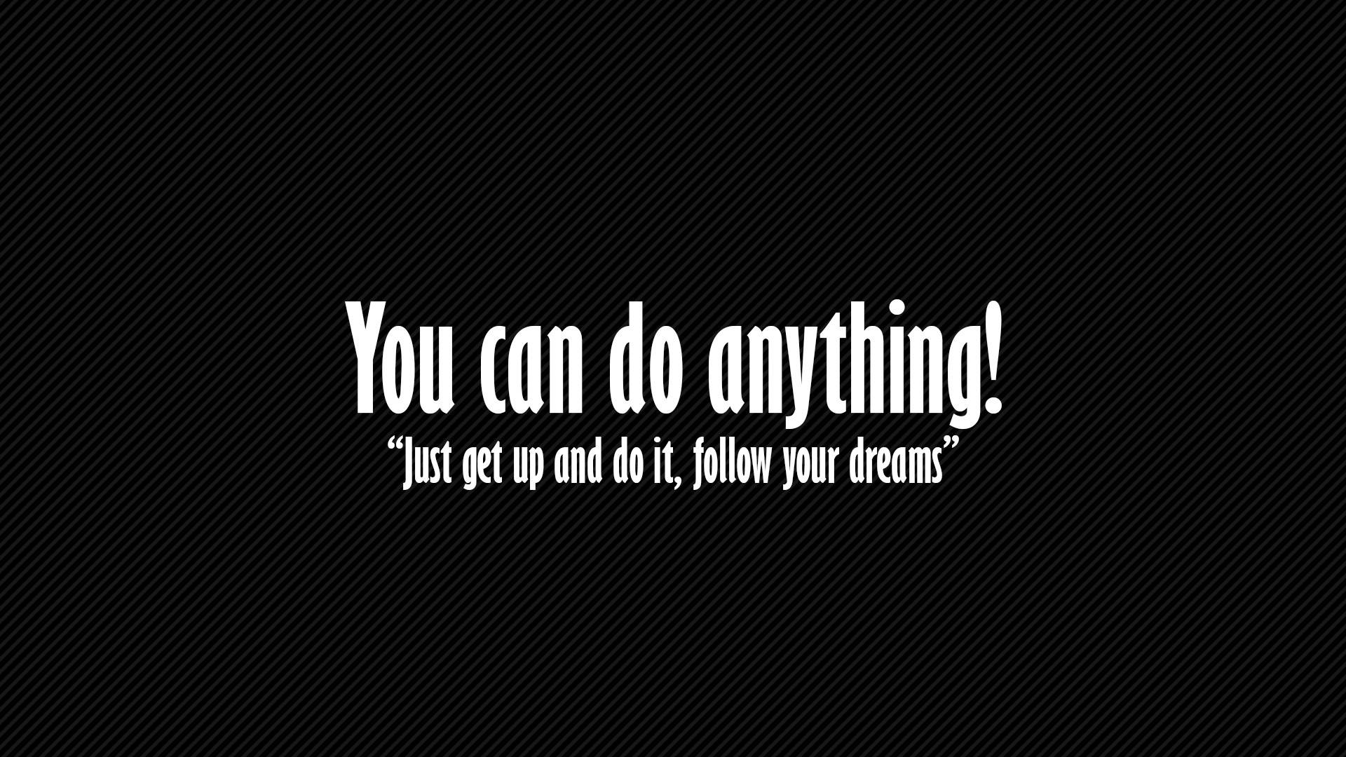 Motivational Quotes 桌布 壁紙 — 黑色斜紋背景上的粗體白色勵志文字，激發行動和夢想。
