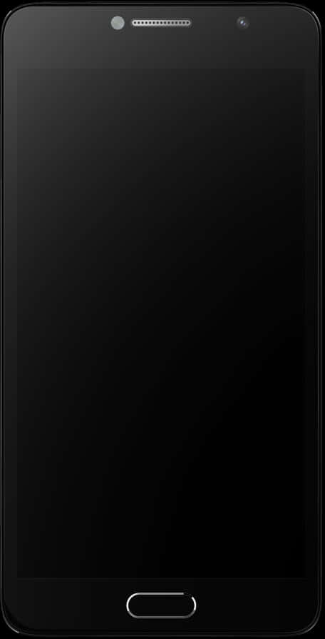 Mobile Phone 桌布 壁紙 — 黑色時尚智慧型手機正面視圖，帶有深色螢幕和金屬主頁按鈕。