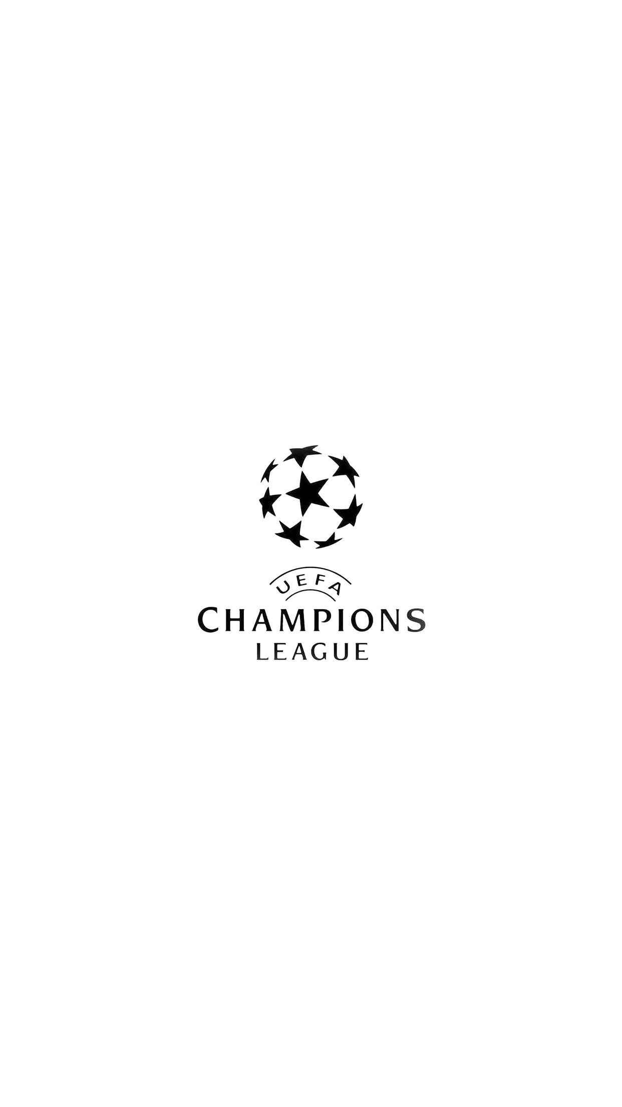 Uefa 桌布 壁紙 — 黑色歐冠聯賽標誌居中於純白色背景上。