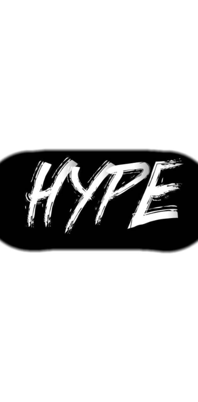 Word 桌布 壁紙 — 黑色滑板板面，中央有粗體白色刷筆文字拼出「HYPE」，背景為純白色。