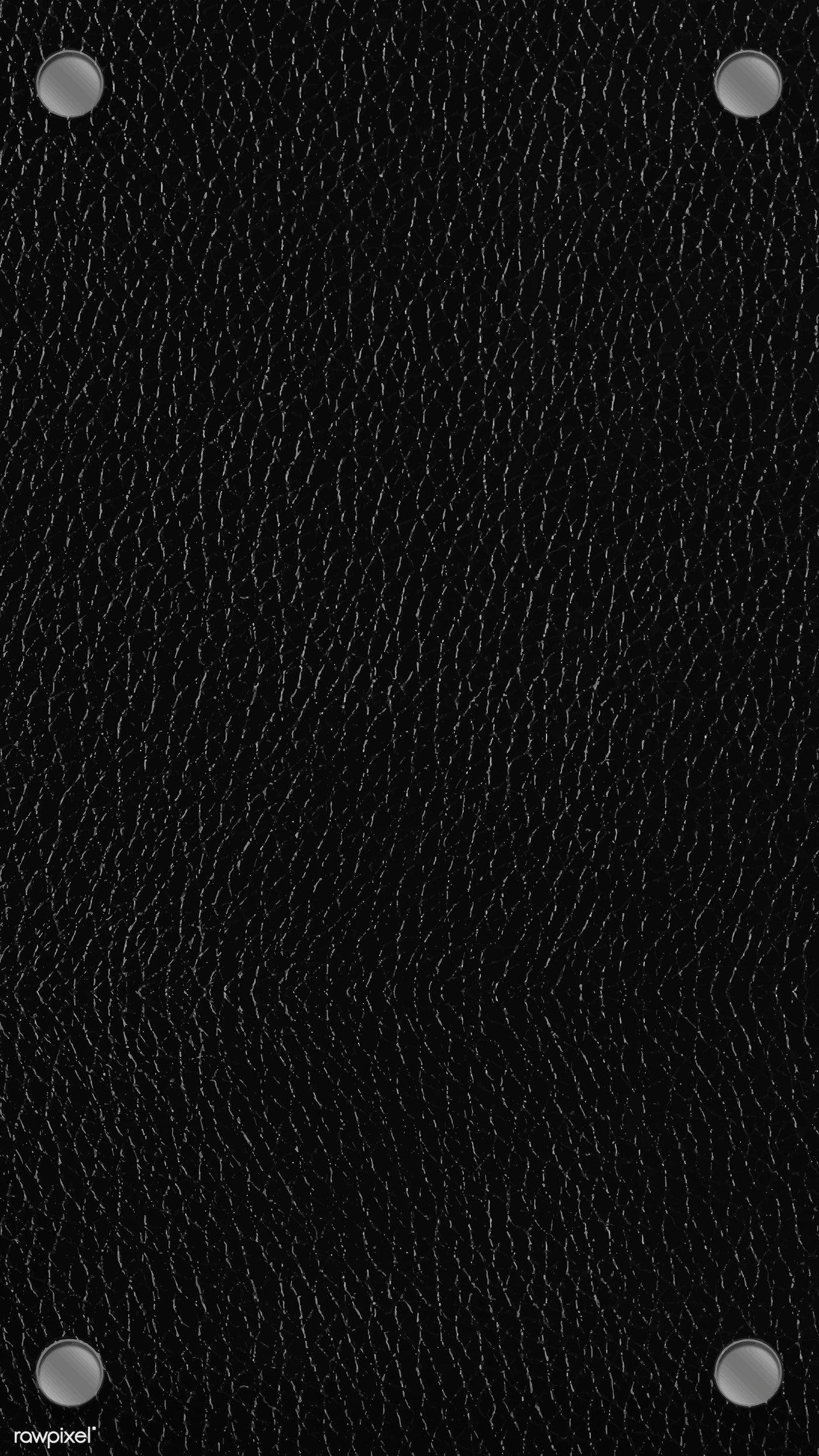 Blank Black 桌布 壁紙 — 黑色紋理皮革特寫，四角有四個金屬鉚釘。