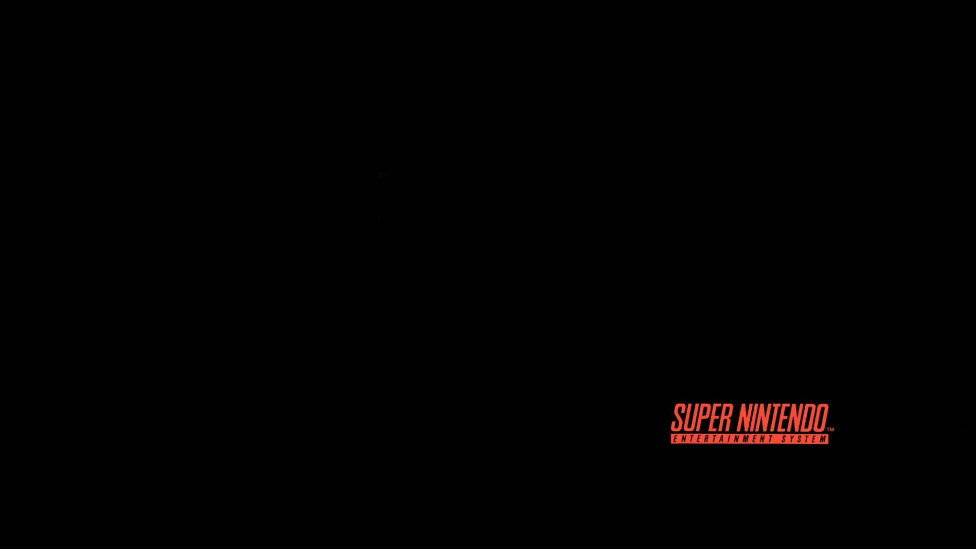 紅白機 桌布 壁紙 — 黑色背景，右下角有紅色Super Nintendo Entertainment System標誌。