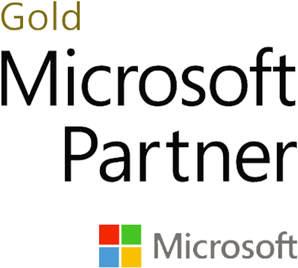 microsoft 桌布 壁紙 — 黑色背景，帶有「Gold Microsoft Partner」文字和紅色、綠色、藍色、黃色的Microsoft標誌。