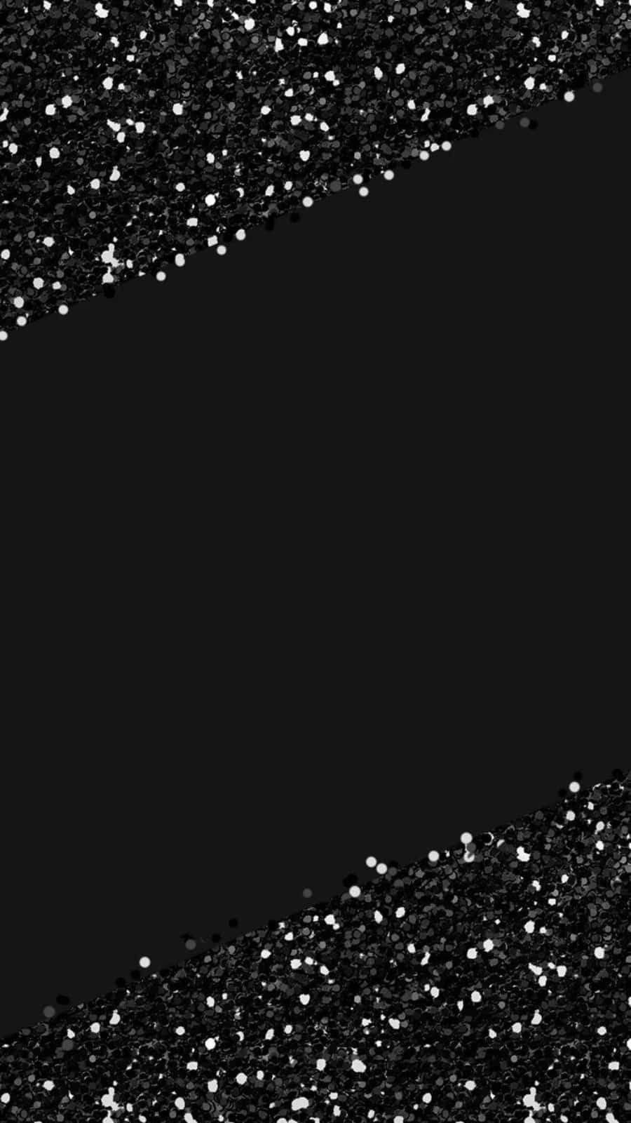 White Glitter 桌布 壁紙 — 黑色背景，帶有閃閃發光的亮片裝飾，形成頂部和底部的對角線邊框。