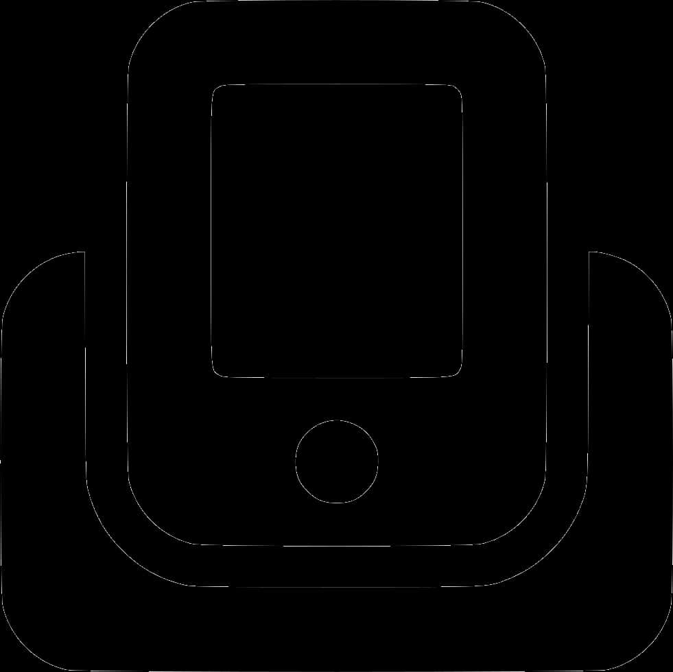 Mobile Phone 桌布 壁紙 — 黑色背景上 iPod classic 的極簡白色線條輪廓。