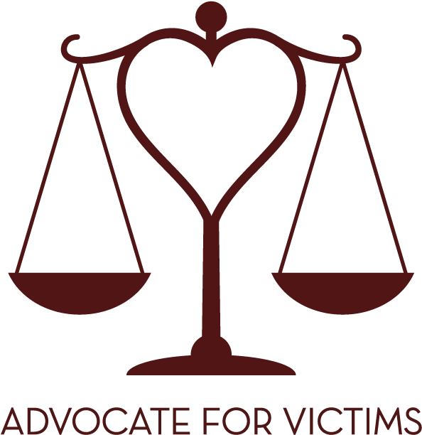 Advocate 桌布 壁紙 — 黑色背景上，一個帶有心形中心的栗色正義天平剪影。