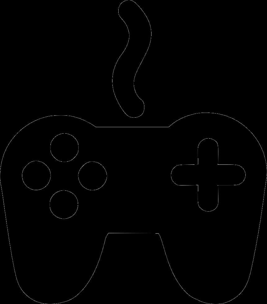Game Icon 桌布 壁紙 — 黑色背景上，一個帶有波浪線的極簡白色電子遊戲控制器輪廓。