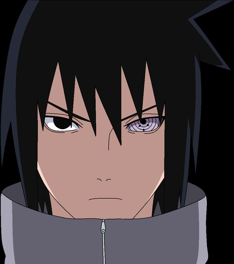 Sharingan Eyes 桌布 壁紙 — 黑色背景上，一個擁有黑色刺蝟頭和一隻紫色眼睛的動漫角色的特寫。