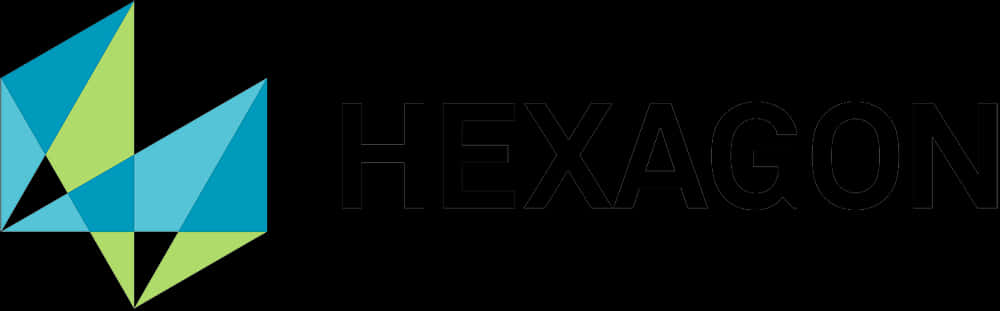 Shape 桌布 壁紙 — 黑色背景上，一個時尚的幾何六邊形標誌，採用青綠色和萊姆綠色，帶有模糊輪廓的文字。