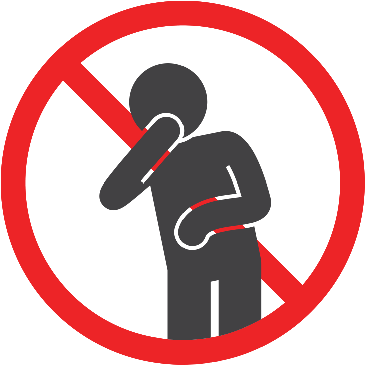 Clip Art 桌布 壁紙 — 黑色背景上，一個灰色火柴人在粗紅色禁止圓圈內咳嗽。