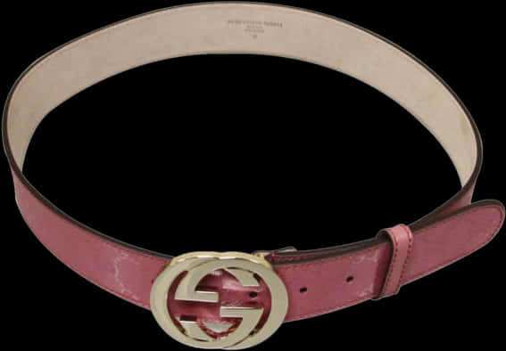 Belt 桌布 壁紙 — 黑色背景上，一條粉紅色皮革Gucci腰帶，配以金色雙G扣環。