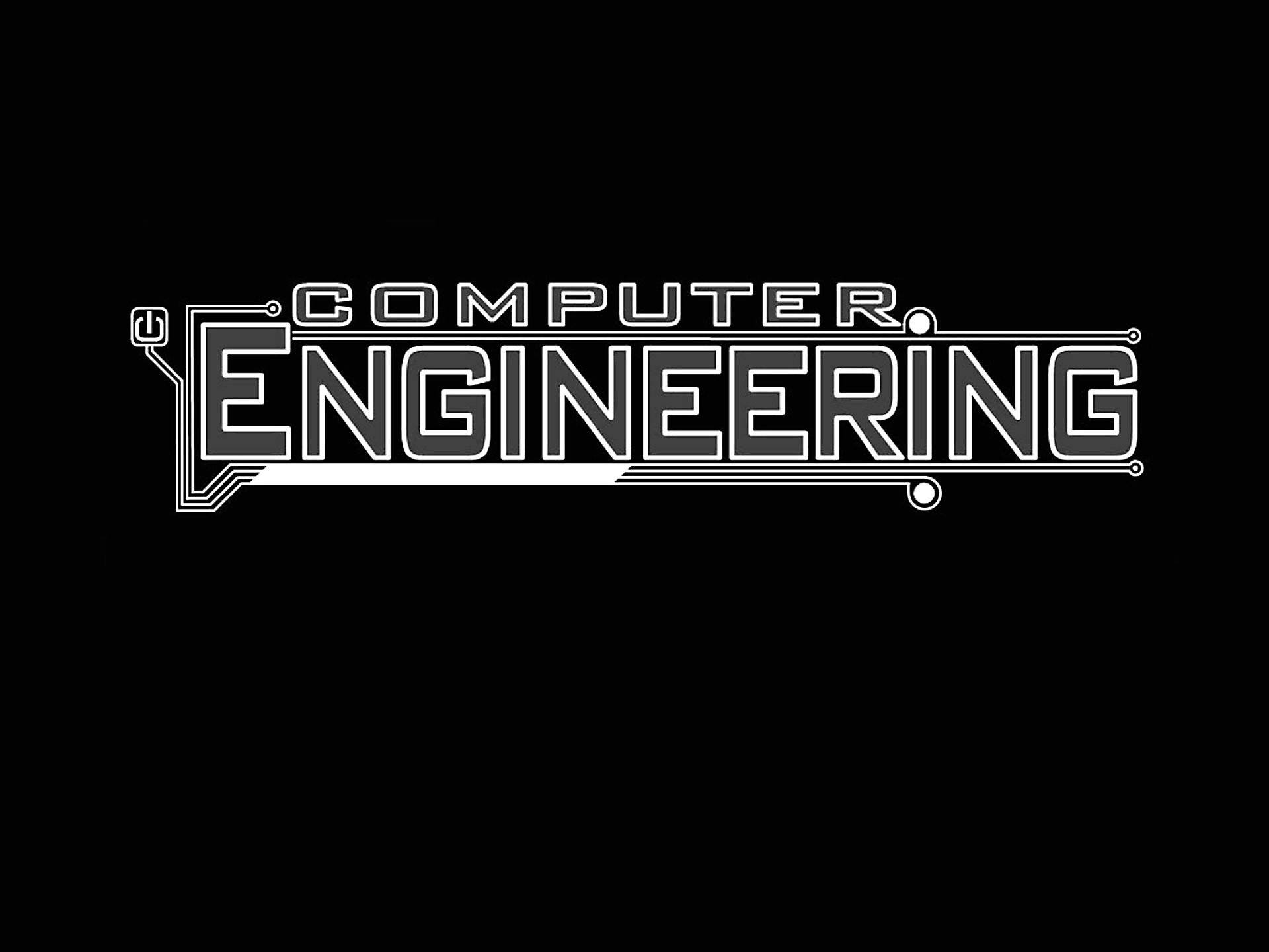 黑色背景上帶有電路設計元素的Computer Engineering標誌