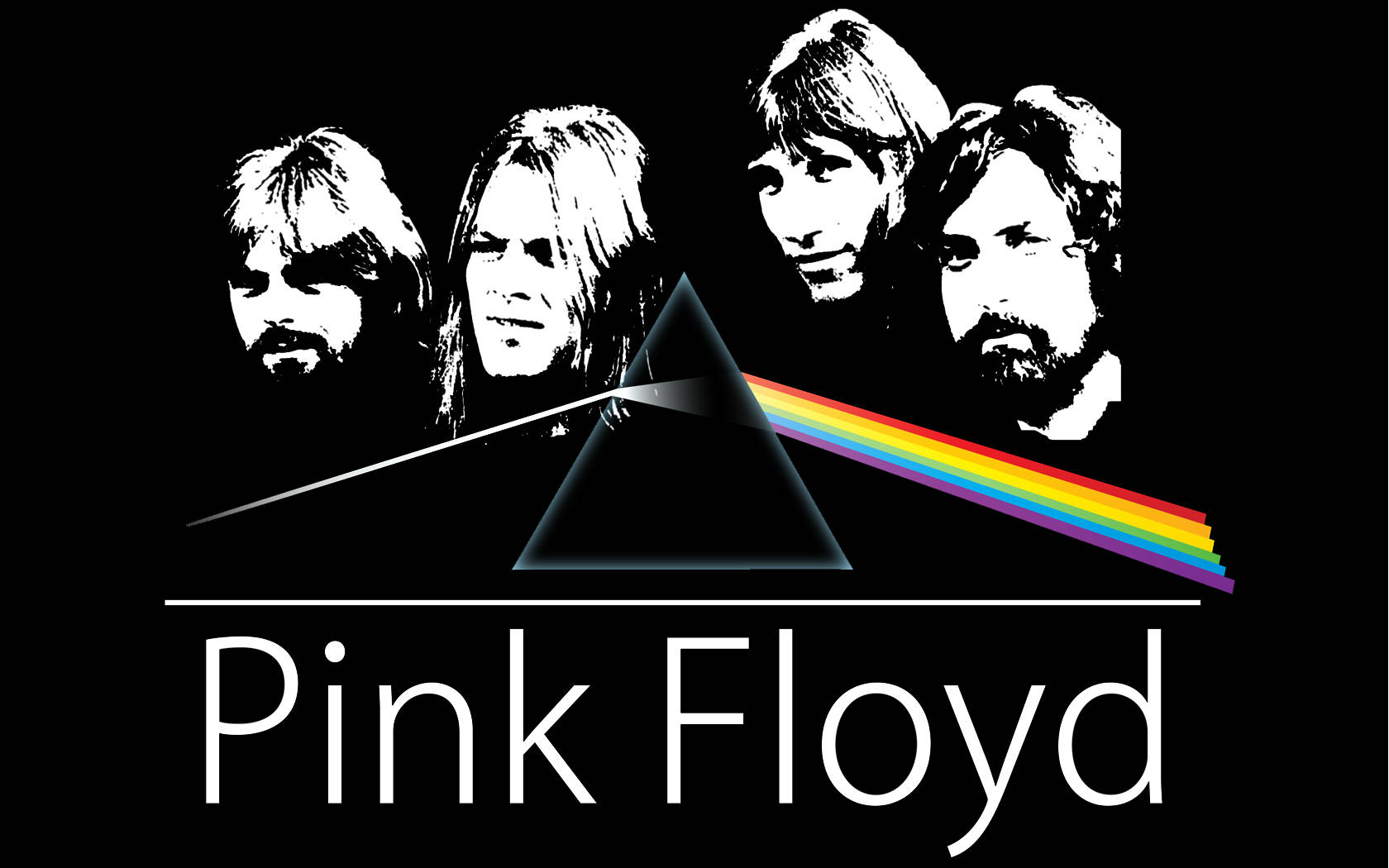 Pink Floyd 樂隊標誌，帶有稜鏡和彩虹光效。 — 4K 壁紙