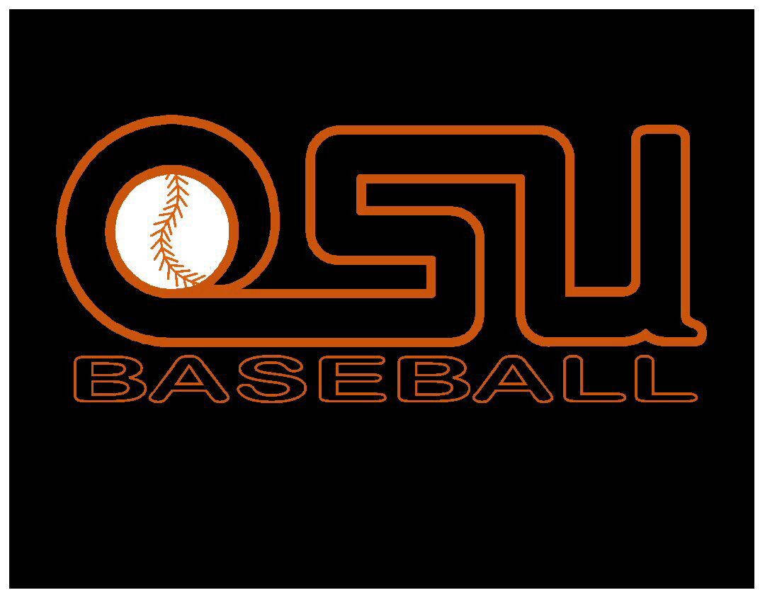 Oregon 桌布 壁紙 — 黑色背景上，大膽的橙色輪廓「OSU」標誌，O字中有棒球，並有「BASEBALL」文字。