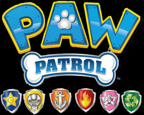 帶有六個角色盾牌的Paw Patrol標誌