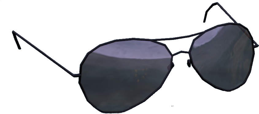 Aviator 桌布 壁紙 — 黑色背景上，帶有深色反光鏡片的飛行員太陽眼鏡，映出霧氣繚繞的山景。